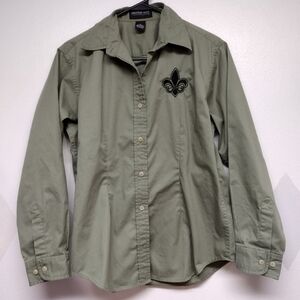 Jonathan Corey olive green button front Pirates shirt